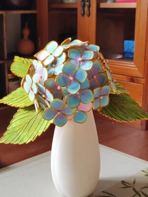 Cloisonné enamel art four-leaf clover flower